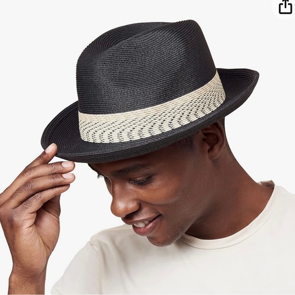 Pineapple&Star Genoa Fedora Bucket Sun Straw Beach Hat Fine Braid UPF50+ small - Picture 1 of 9